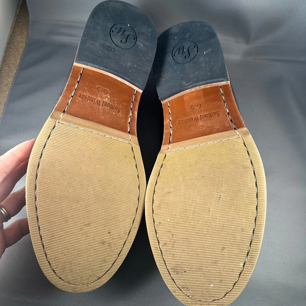Samuel Windsor Grey Blue Suede Penny Loafers 7.5 US 6.5 UK Slip On Casual Shoes